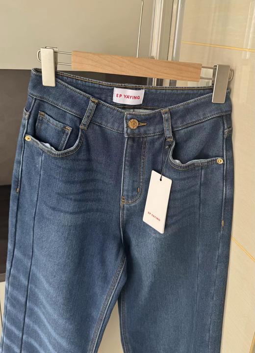 F010901秋季新款复古休闲加厚加绒牛仔裤直筒裤 商品图11