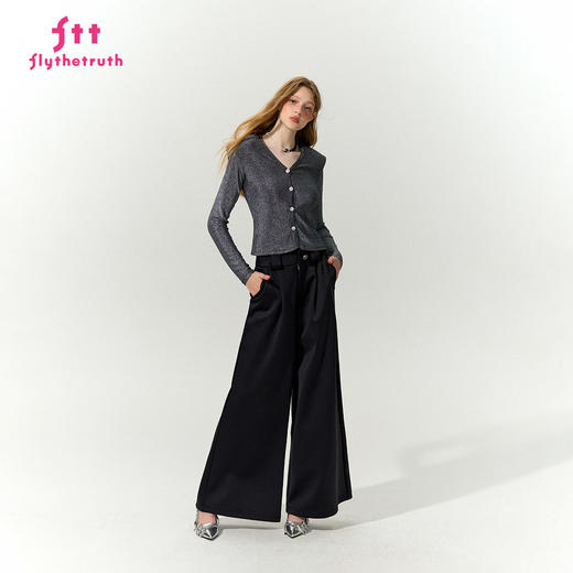 FTT Flythetruth谜境 高级感银丝垫肩外套女秋季韩系显瘦打底开衫 商品图3