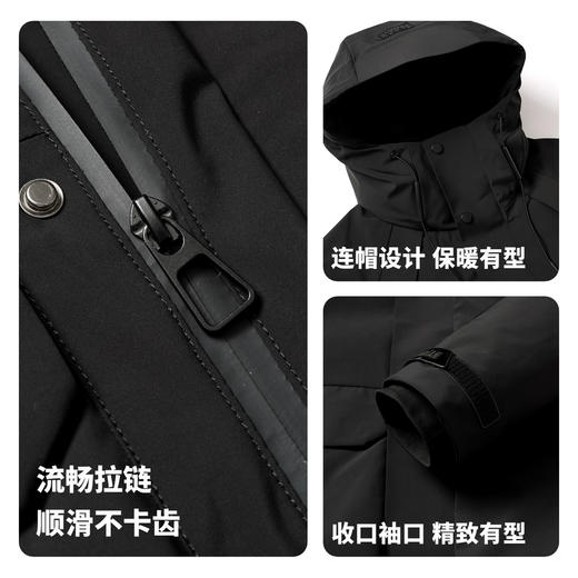 【鸭绒】圣得西2025年冬季男款连帽厚羽绒服中长款时尚都市外套 商品图4