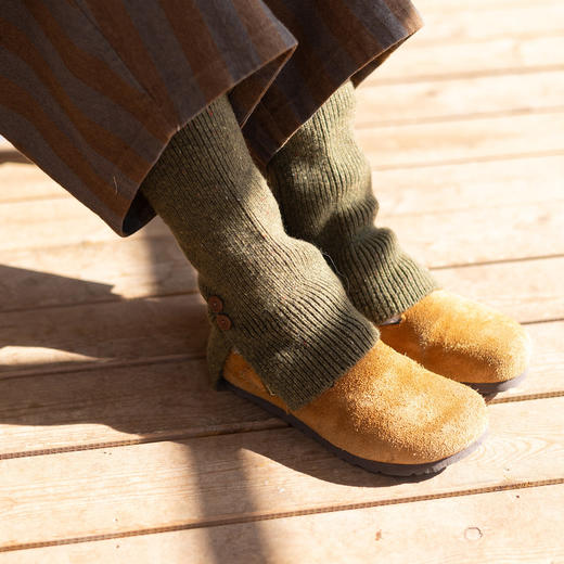 绽放/LSX003朵纯羊毛冬暖花纱针织保暖小腿袜套时尚撞色堆堆袜 商品图1