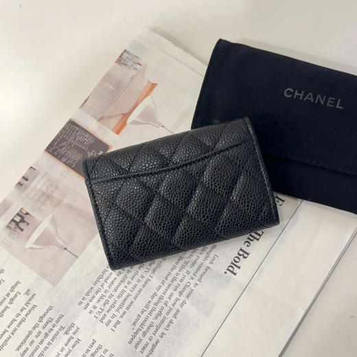 Chanel  CF 黑银 荔枝纹牛皮 钱包 商品图1