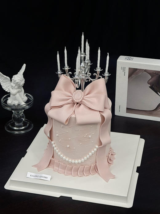 仙女蝴蝶结女神粉色生日蛋糕（主图为五寸加高四层夹心效果） 商品图0