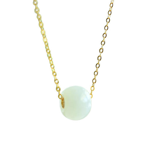 【带证书18K金镶玉石转运珠】小众简约气质 设计感和田玉吊坠项链配饰 新年礼物 商品图5