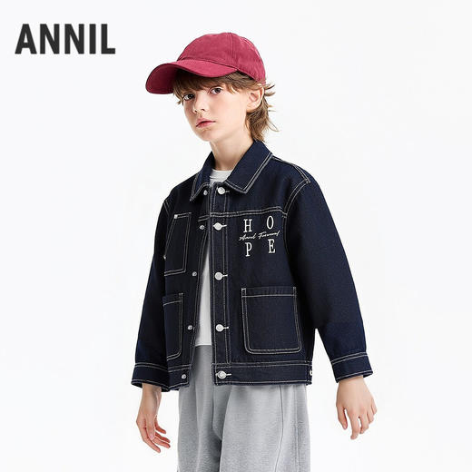 男女童翻领牛仔外套春季新款安奈儿童装EM615570 商品图1