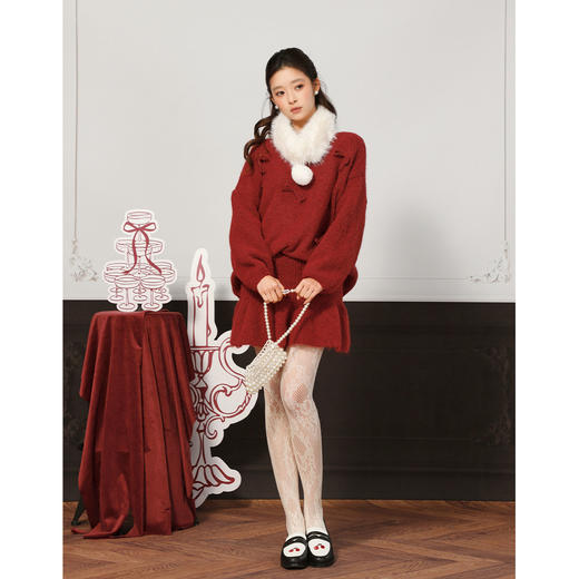 蝴蝶结毛领针织套装-纪念日百货门店同款168898643 商品图7