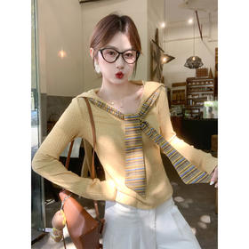 <曾小咸推荐>韩系气质披肩长袖t恤上衣女