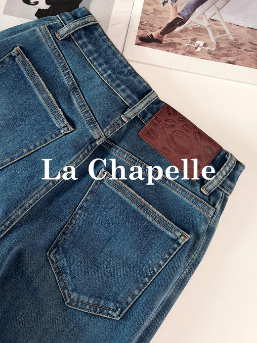拉夏贝尔/La Chapelle高腰窄版直筒阔腿裤26年新款显瘦显腿长牛仔裤 商品图6