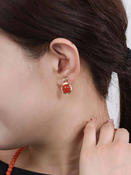 【挚友限定】18k金南红钻石耳夹（封板福利 无质量问题不接受7天无理由） 商品图2