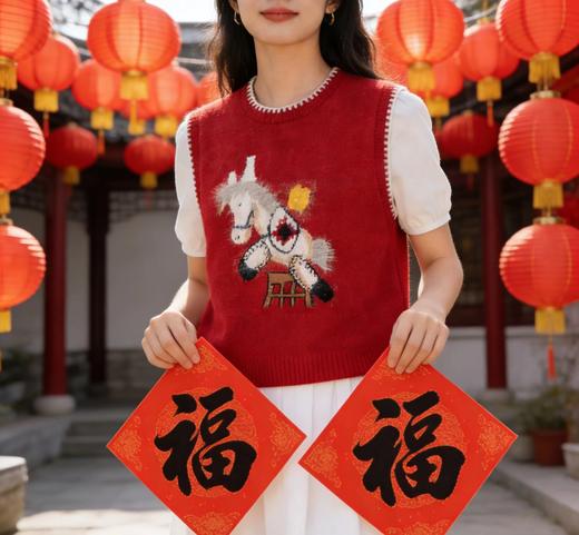 F010903新年2026新春（马上有钱）氛围感针织马甲 商品图4