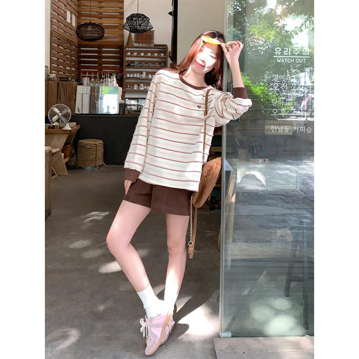 <曾小咸推荐>3.12现货秒杀 ！微信超特价！韩系条纹撞色卫衣 日常159.99 立减90 秒杀69.99！！ 商品图3