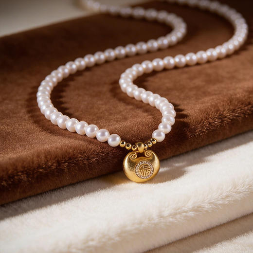 Manreya玛芮雅项链小钱袋淡水珍珠项链女轻奢气质金色吊坠饰品|铜镀金，淡水珍珠 商品图5