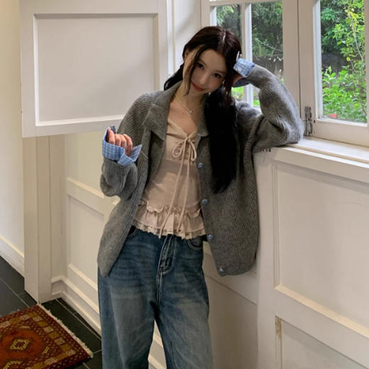 西遇掐腰修身长袖T恤女2026年春季新款芭蕾风蕾丝拼接内搭打底衫SS060063 商品图4