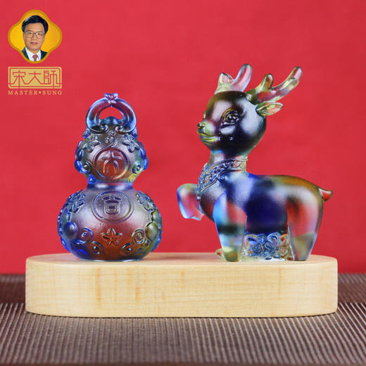 宋韶光集雅轩2026马年一路瓶安 葫芦财鹿 古法琉璃车摆件桌面摆件 商品图2