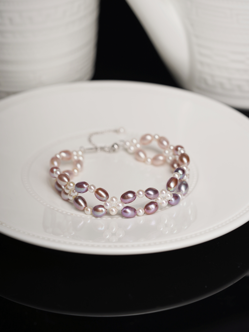 渐变紫珍珠手链