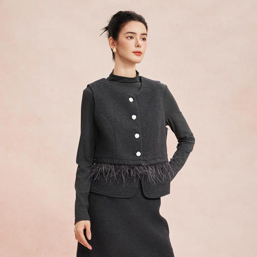 RE404斯尔丽26新款小香系列马甲搭配修身柔软内搭+半身裙免搭配套装 商品图4