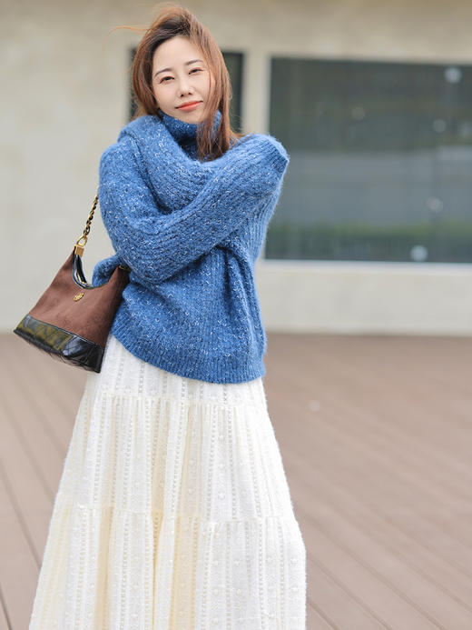 【百图lulu定制】【绒感蛋糕裙】 法式高腰蕾丝半身裙  优雅中长裙蛋糕裙 商品图3