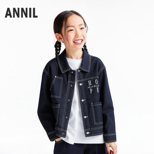 男女童翻领牛仔外套春季新款安奈儿童装EM615570 商品图2