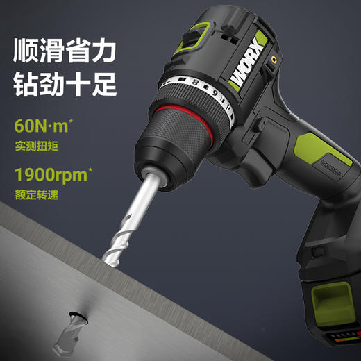 威克士20V 10mm 60Nm无刷电钻WU176 商品图2