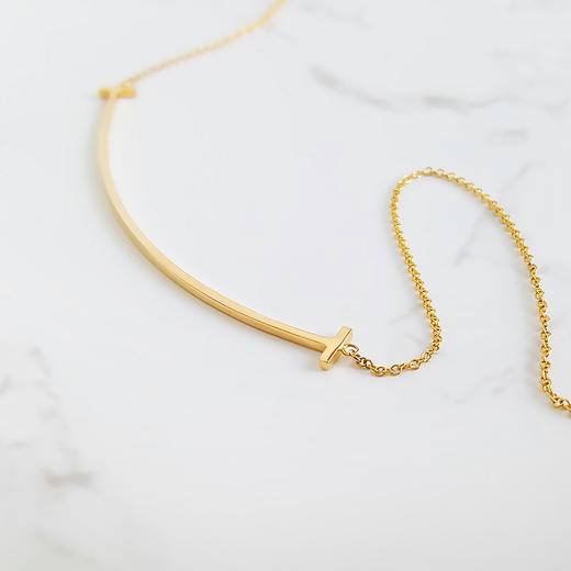 【95新】Tiffany & Co.蒂芙尼Tiffany T 系列大号18K黄金Smile笑脸项链链长约45cm女士 251225TJ03 商品图2