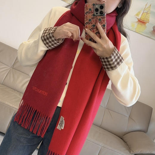 秋冬特惠💰280 爱马仕双面羔羊毛围巾 重磅推荐 商品图0