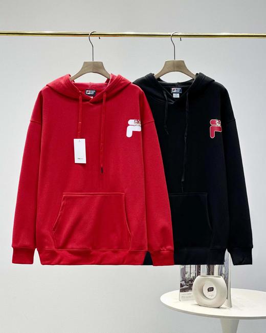 F010915运喜庆中国红加绒加厚连帽卫衣男女同款 商品图0