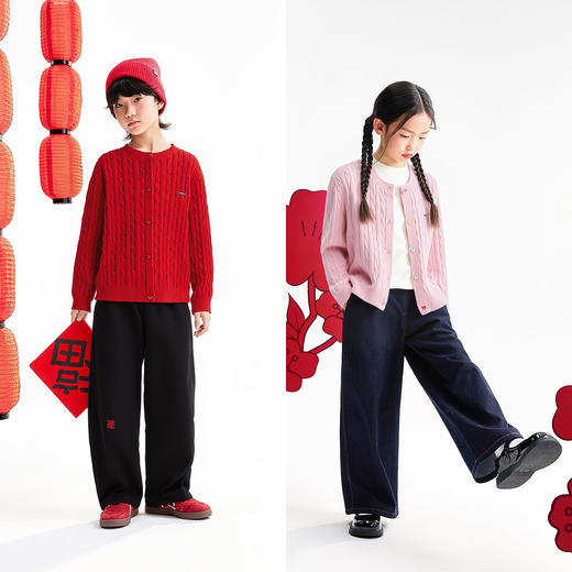 男女童圆领长袖针织衫春季新款安奈儿童装EM614686 商品图3