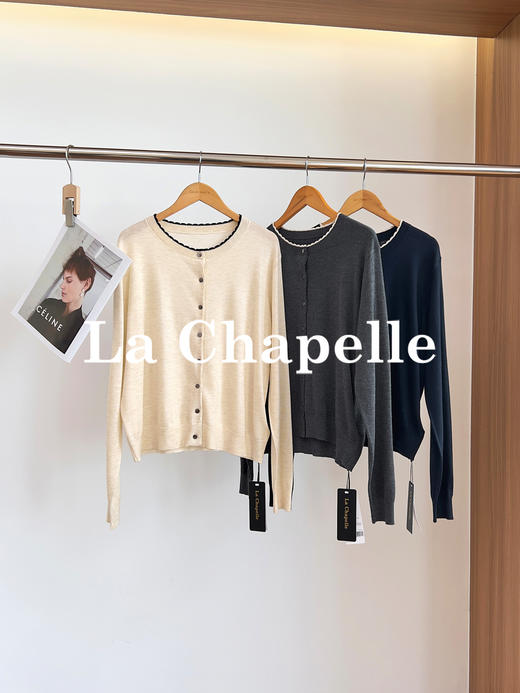 拉夏贝尔/La Chapelle圆领花边针织衫！气质温柔百搭假两件针织开衫 商品图0