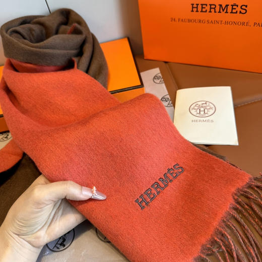 秋冬特惠💰280 爱马仕双面羔羊毛围巾 重磅推荐 商品图5