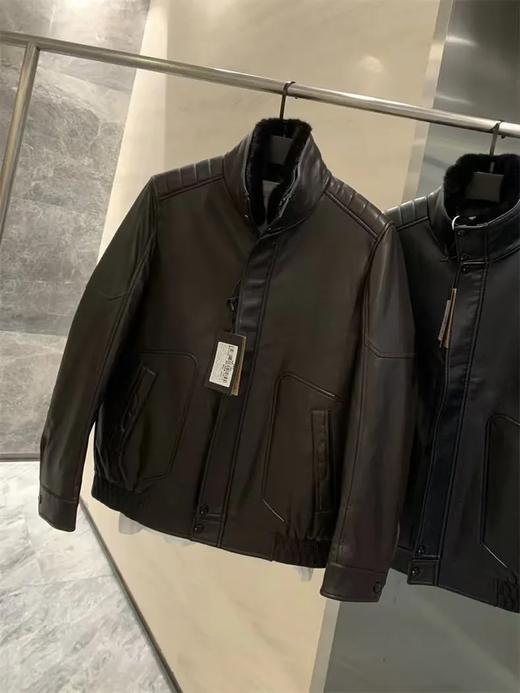 皮衣 PU皮面+羽绒混纺填充！可拆卸毛领立领/翻领皮衣 商品图1