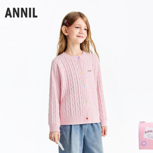 男女童圆领长袖针织衫春季新款安奈儿童装EM614686 商品图0