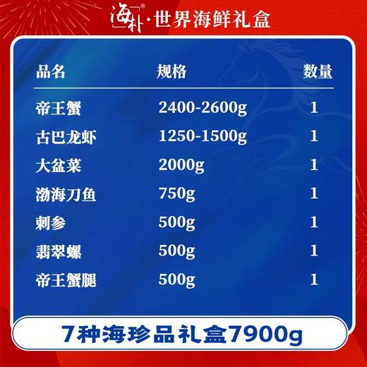 海朴海鲜礼盒7900g年夜饭必备节日送礼送长辈冻品海鲜龙虾帝王蟹 商品图1