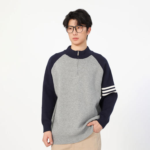 立领插肩拼色毛衣-纪念日百货门店同款168893914 商品图0