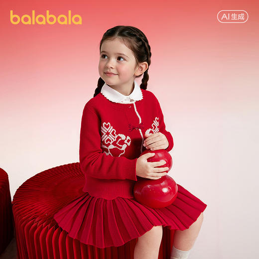 【国博IP】巴拉巴拉女童短裙套装国风春秋季两件套百搭时尚洋气 商品图2