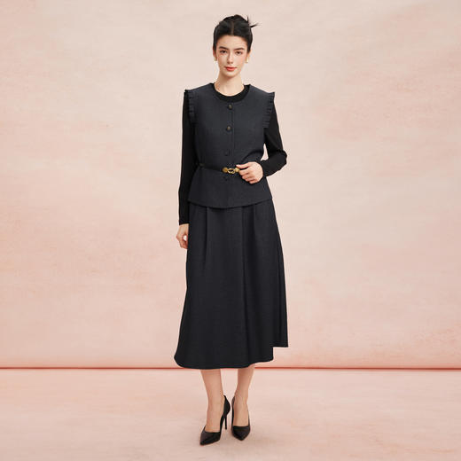 RE403斯尔丽26新款气质小香风圆领马甲搭配A型裙摆连衣裙免搭配套装 商品图3