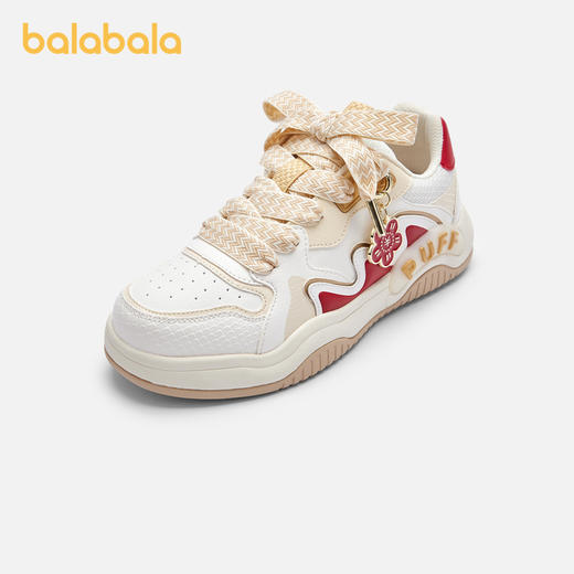 巴拉巴拉童鞋儿童休闲鞋女童春秋甜美透气小白鞋可拆梅花吊坠板鞋 商品图0