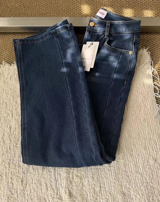 F010901秋季新款复古休闲加厚加绒牛仔裤直筒裤 商品图7