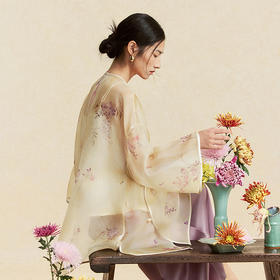 【林栖设计小店】卷草入画|桑蚕丝印花新中式仙气2026春新款真丝衫套组1961085