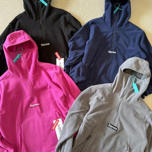 F010908联名款舒适时尚四色连帽半拉链抓绒卫衣男女同款 商品图5