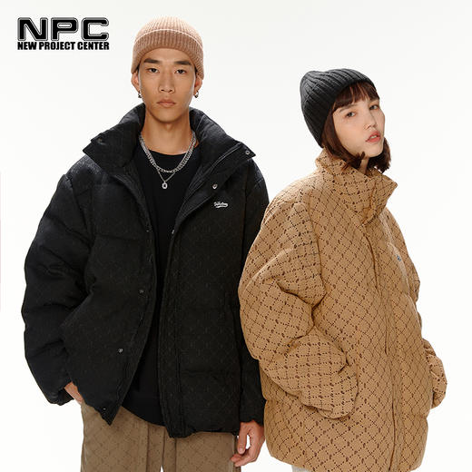 NPC老花格纹立领白鸭绒羽绒面包服情侣NP27DJ37 商品图1