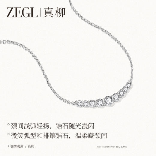 ZEGL微笑弧度系列银色项链女轻奢小众高级感锆石锁骨链百搭配饰品 商品图3