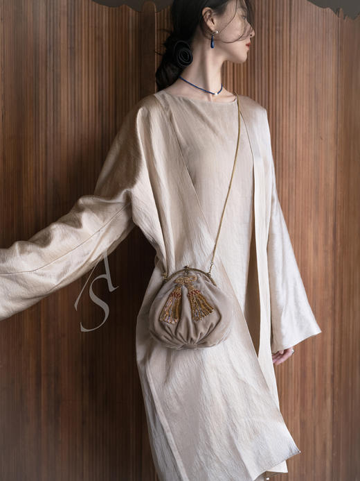 Cortana 26PS 米色亚麻提花条纹ellis无袖上衣 商品图5