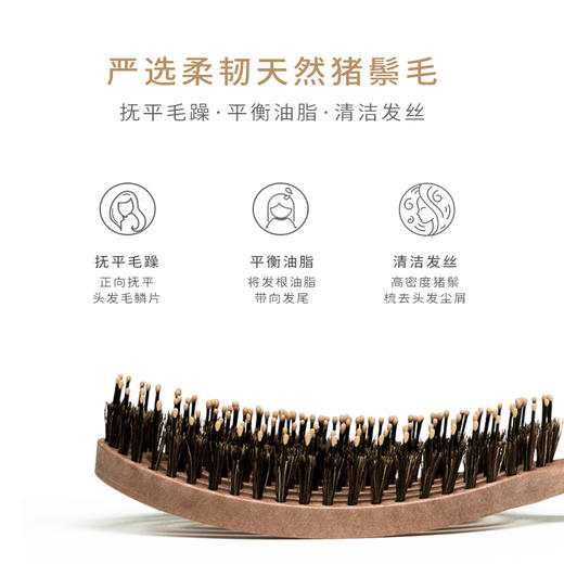 yao韩国原产猪鬃梳舒适弹力按摩梳护理受损发质易清理 商品图2