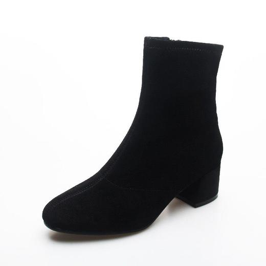 羊皮小短靴女新款秋冬季磨砂皮中跟粗跟女靴绒面真皮马丁靴 商品图4