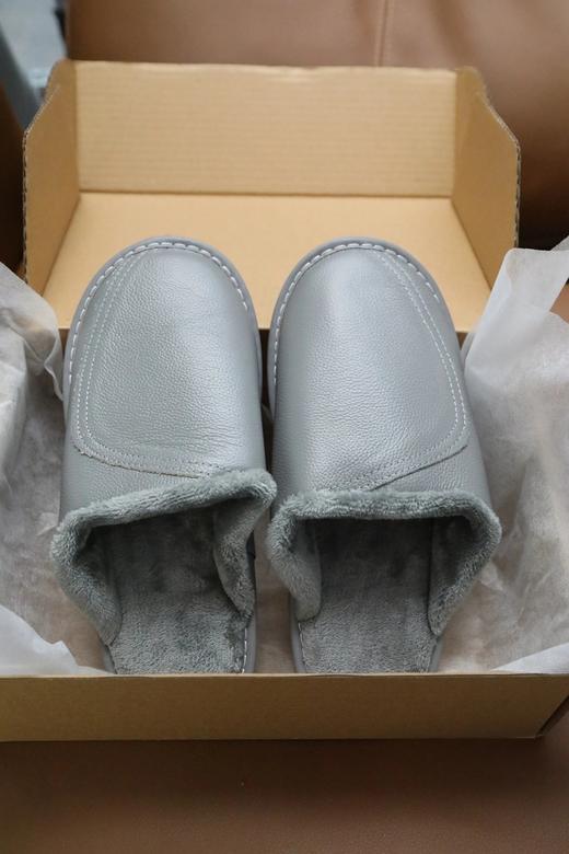 【头层牛皮 高密法兰绒保暖】冬季拖鞋男女款（B032603） 商品图8