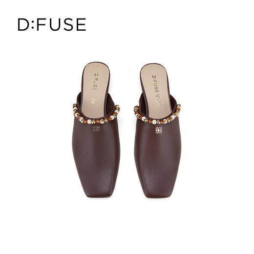 Dfuse迪芙斯2026春季新款时尚羊皮方头串珠穆勒拖鞋平底穆勒鞋单鞋DFE1110055 商品图14
