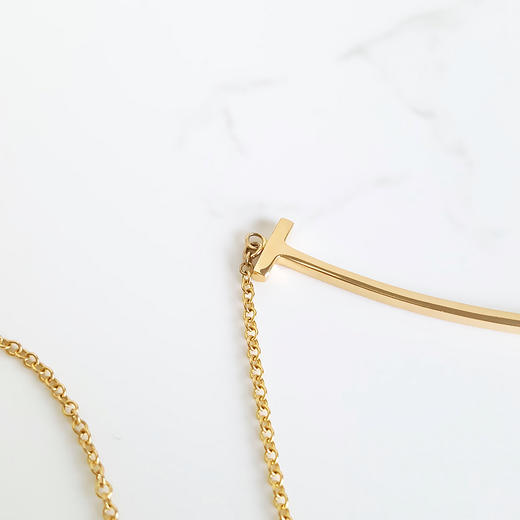 【95新】Tiffany & Co.蒂芙尼Tiffany T 系列大号18K黄金Smile笑脸项链链长约45cm女士 251225TJ03 商品图5