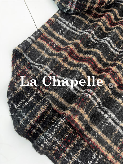 专柜实拍【羊毛加厚衬衣】拉夏贝尔/La Chapelle软糯舒适！宽松时髦格子衬衫单排扣粗花呢短外套 商品图7