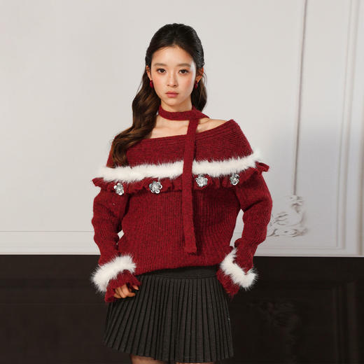 新年毛毛拼接亮片针织毛衣-纪念日百货门店同款168898601 商品图3