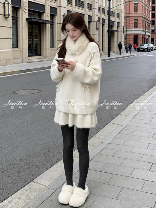 蝴蝶结毛领针织套装-纪念日百货门店同款168898643 商品图2