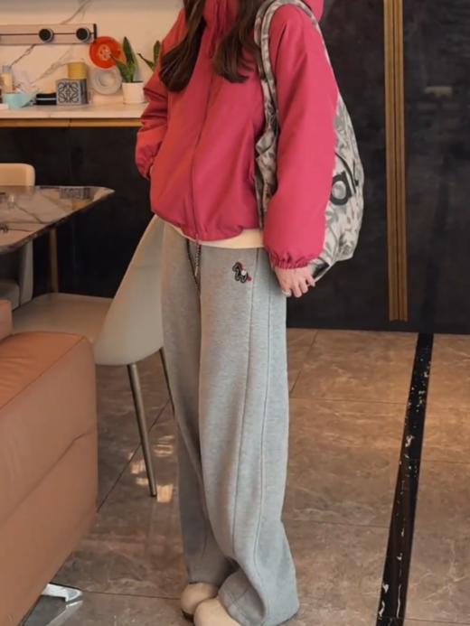 时髦精镰刀型加绒发财阔腿卫裤收口直筒两穿 商品图13